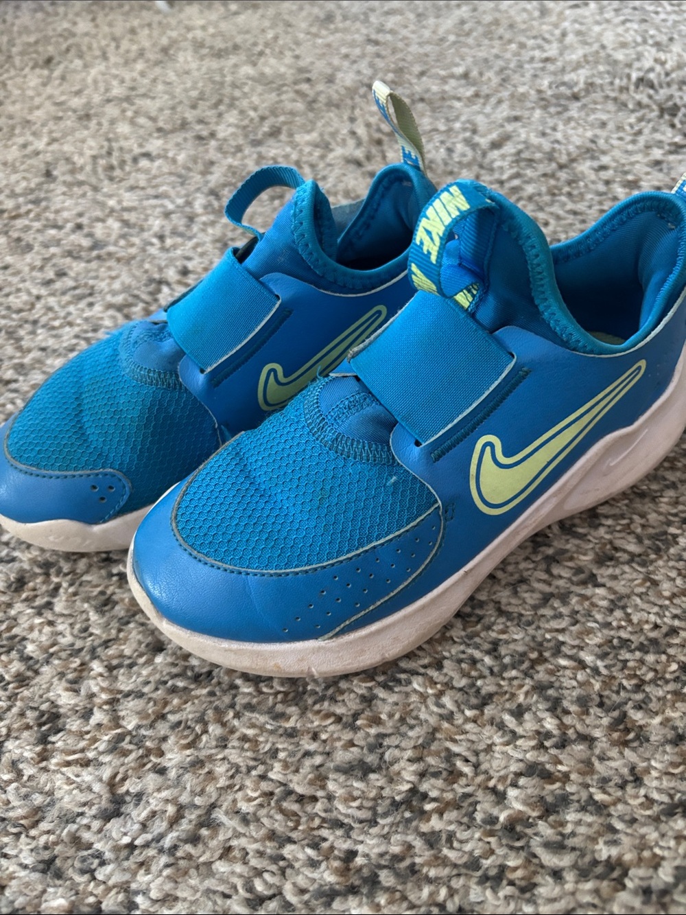 Nike Kids Bright Blue Sneakers with Yellow Swoosh